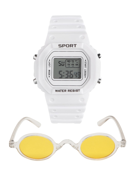 

Fantasy World Unisex Kids Grey Dial & White Bracelet Style Straps Digital Multi Function Watch