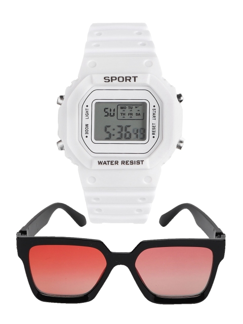 

Fantasy World Unisex Kids Grey Dial & White Wrap Around Straps Digital Multi Function Watch