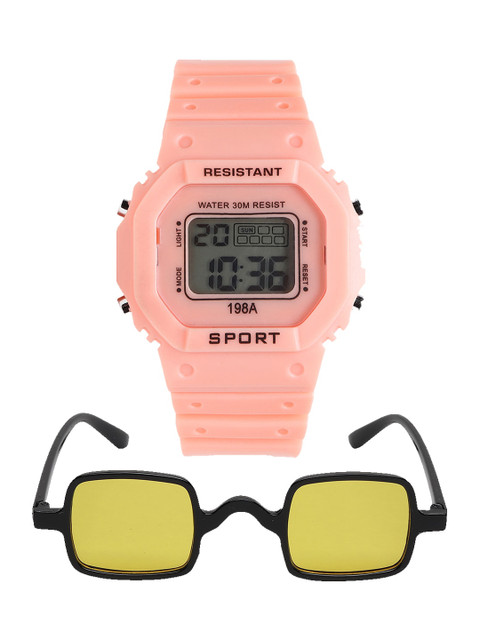 

Fantasy World Unisex Kids Grey Dial & Orange Bracelet Style Straps Digital Multi Function Watch