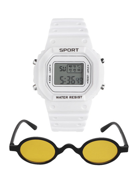 

Fantasy World Unisex Kids Grey Dial & White Bracelet Style Straps Digital Multi Function Watch