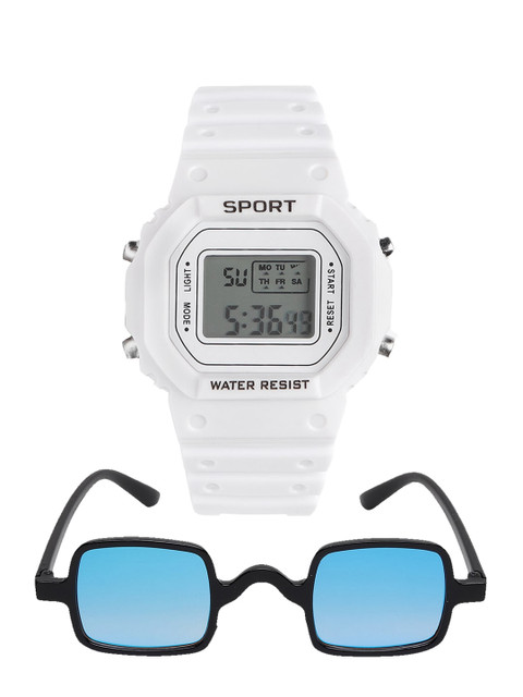 

Fantasy World Unisex Kids Grey Dial & White Bracelet Style Straps Digital Multi Function Watch