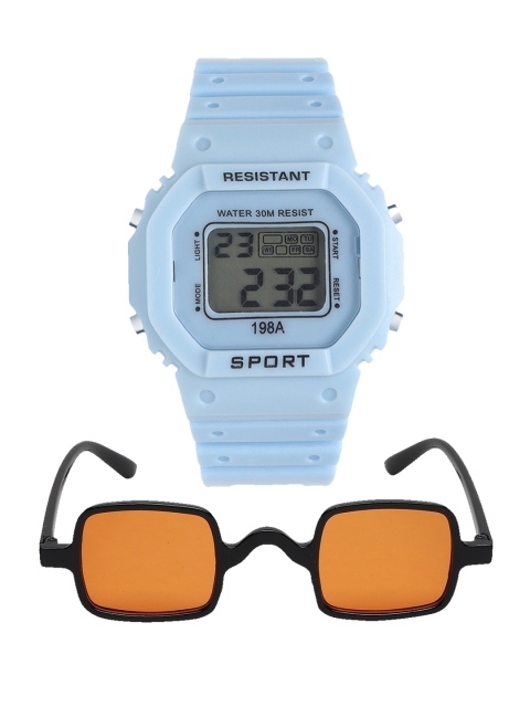 

Fantasy World Unisex Kids Grey Dial & Blue Bracelet Style Straps Digital Multi Function Watch