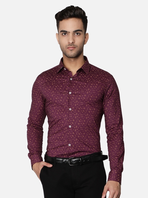 

Callino London Men Purple Slim Fit Printed Formal Shirt
