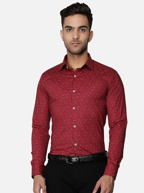 

Callino London Men Maroon Slim Fit Printed Cotton Casual Shirt