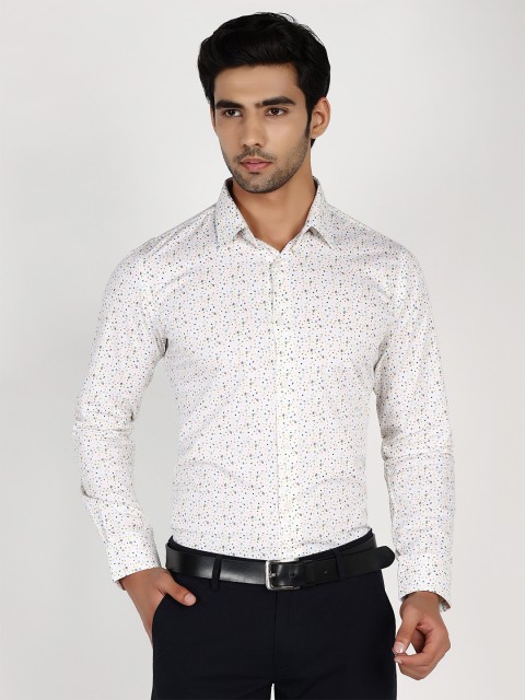 

Callino London Men Cream-Coloured Slim Fit Floral Printed Cotton Casual Shirt