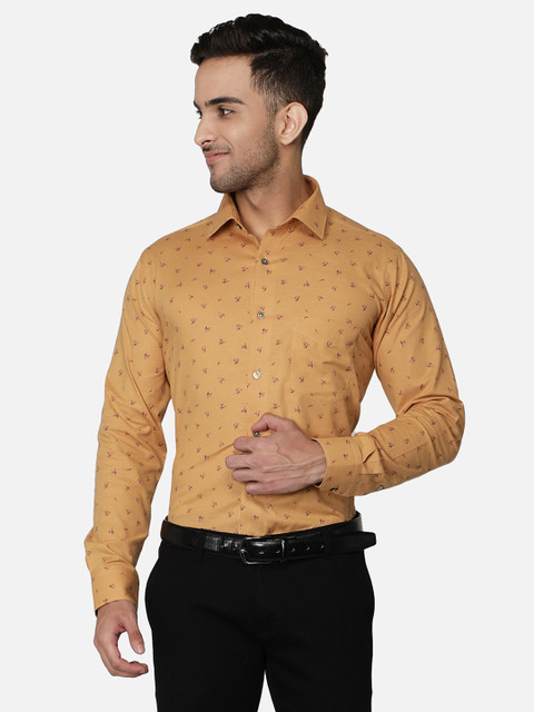 

Callino London Men Mustard Slim Fit Printed Casual Shirt
