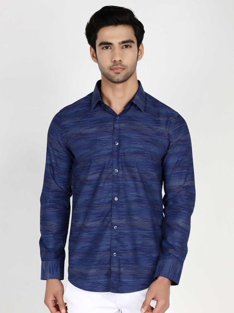 

Callino London Men Blue Slim Fit Horizontal Stripes Striped Cotton Casual Shirt