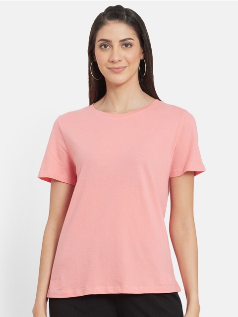

UNMADE Women Pink Organic Cotton T-shirt