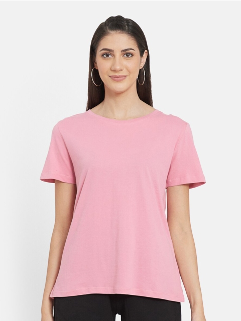 

UNMADE Women Pink Organic Cotton T-shirt