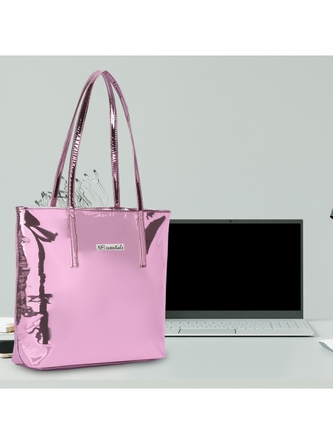 

NFI essentials Pink PU Shopper Handheld Bag with Quilted