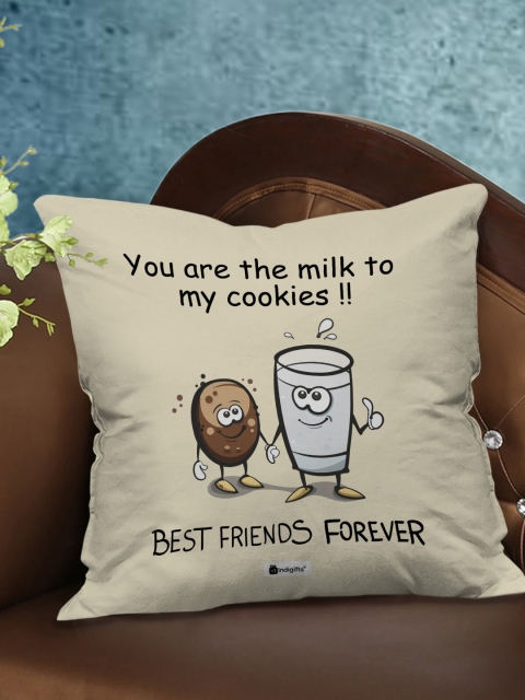 

Indigifts Beige Best Friend Forever Quotes Beige Printed Square Cushion