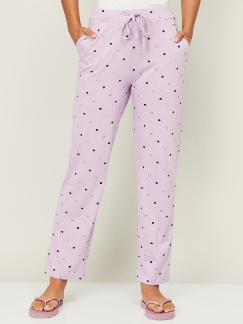 

Ginger by Lifestyle Women Purple Printed Cotton Lounge Pants