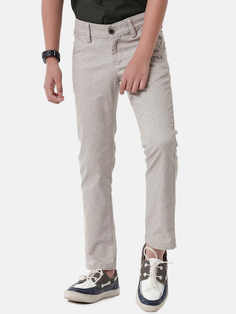 

CP BRO Boys Grey Textured Slim Fit Chinos Trousers