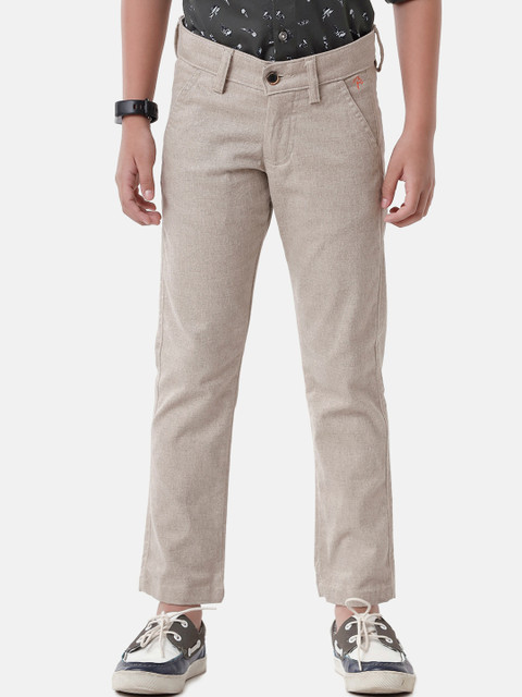 

CP BRO Boys Grey Textured Slim Fit Trousers