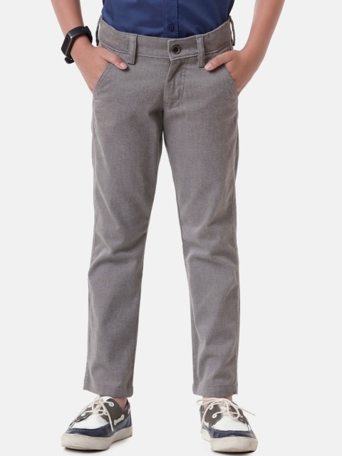 

CP BRO Boys Grey Textured Slim Fit Trousers