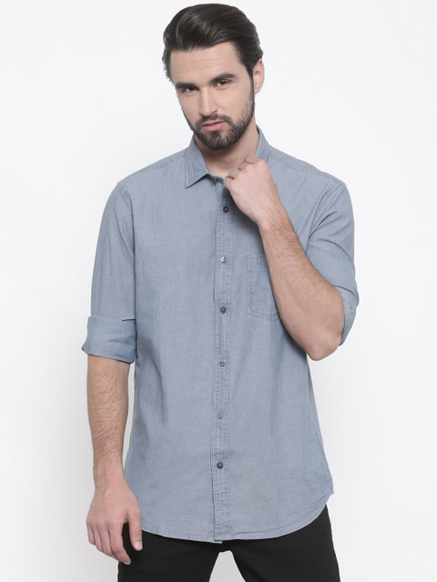 

ColorPlus Men Blue Tailored Fit Solid Casual Shirt