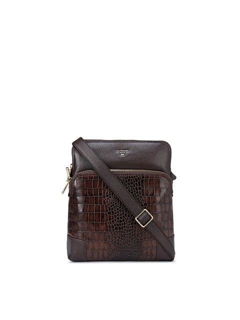 

Da Milano Men Brown Textured Messenger Bag