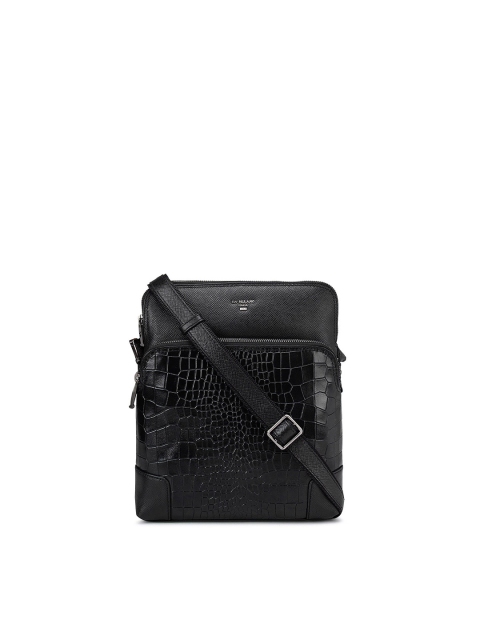 

Da Milano Men Black Textured Messenger Bag