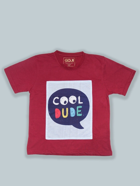 

GOJI Kids Maroon Henley Neck T-shirt