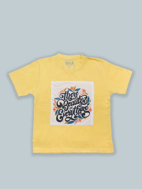 

GOJI Kids Yellow Printed V-Neck T-shirt