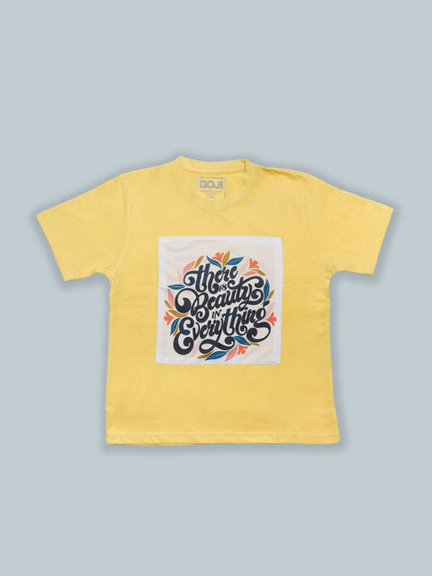 

GOJI Kids Yellow Printed V-Neck T-shirt