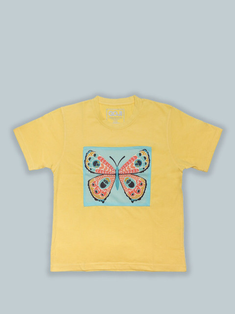 

GOJI Kids Yellow V-Neck Applique T-shirt