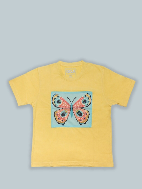 

GOJI Kids Yellow V-Neck Applique T-shirt