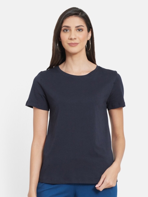 

UNMADE Women Navy Blue Organic Cotton T-shirt