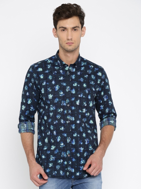 

ColorPlus Men Navy Blue Tailored Fit Printed Casual Shirt