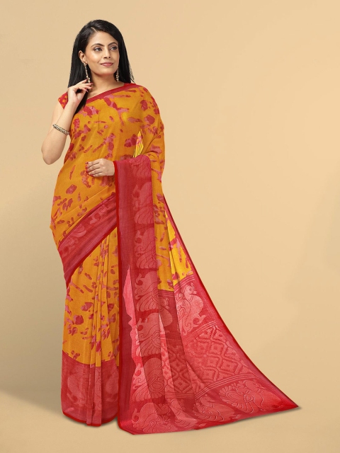 

Kalamandir Mustard & Pink Tie and Dye Silk Blend Saree