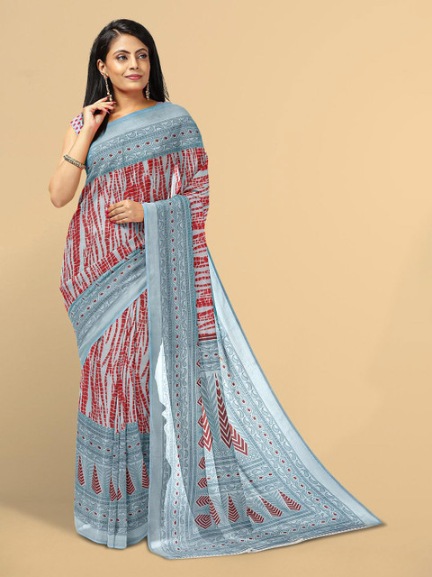 

Kalamandir Red & Blue Tie and Dye Silk Blend Saree