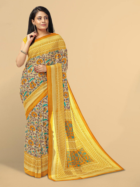 

Kalamandir Beige & Yellow Floral Silk Blend Saree