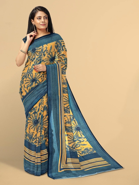 

Kalamandir Orange & Blue Tie and Dye Silk Blend Saree