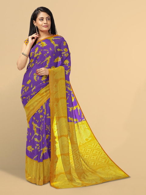

Kalamandir Purple & Yellow Floral Silk Blend Saree