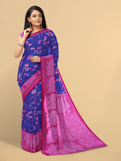 

Kalamandir Blue & Magenta Tie and Dye Silk Blend Saree