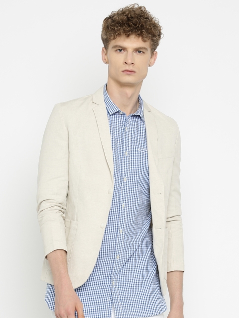 

ether Beige Single-Breasted Regular Fit Casual Blazer