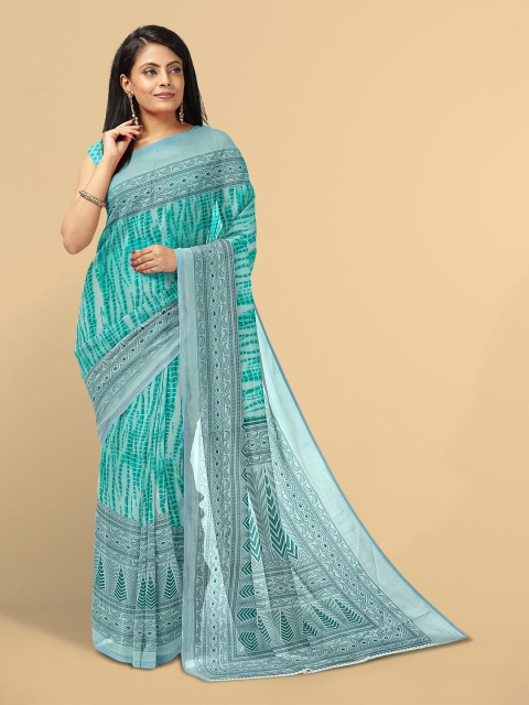 

Kalamandir Sea Green Tie and Dye Zari Silk Blend Saree
