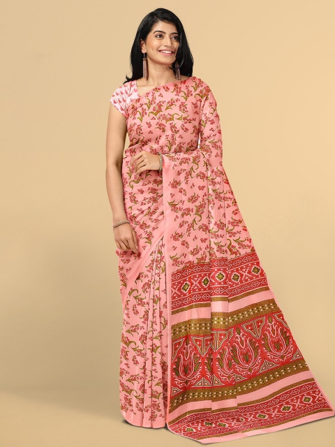 

Kalamandir Peach-Coloured Floral Saree