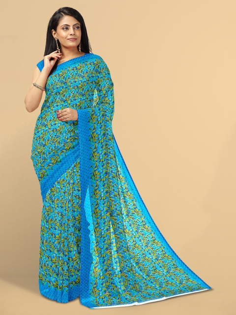 

Kalamandir Navy Blue & Green Floral Saree