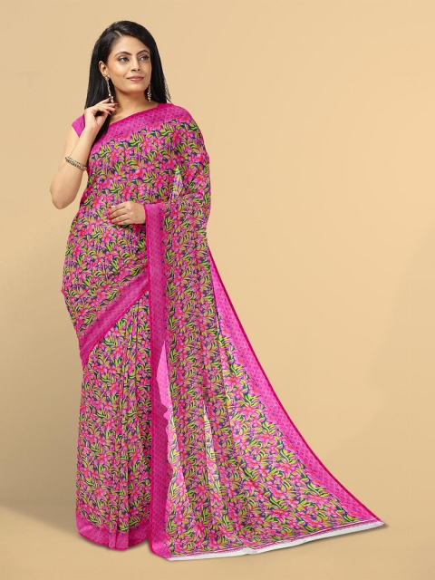 

Kalamandir Pink & Green Floral Saree