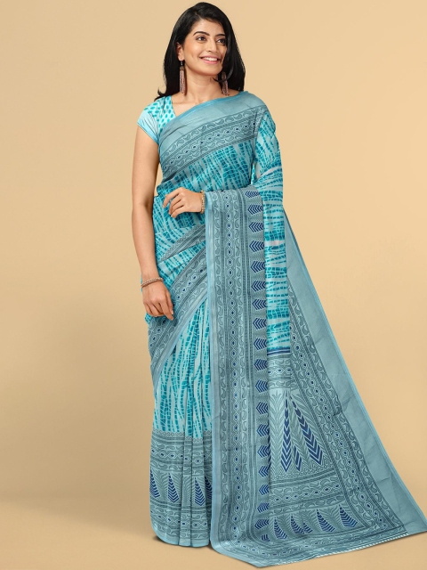 

Kalamandir Blue Tie and Dye Zari Silk Blend Saree