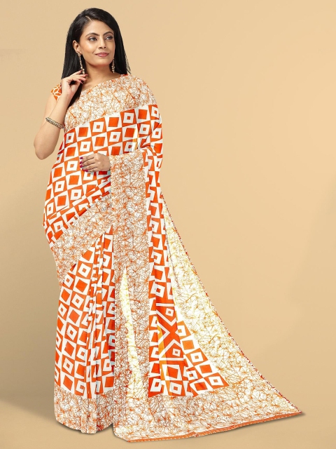 

Kalamandir Orange & White Saree