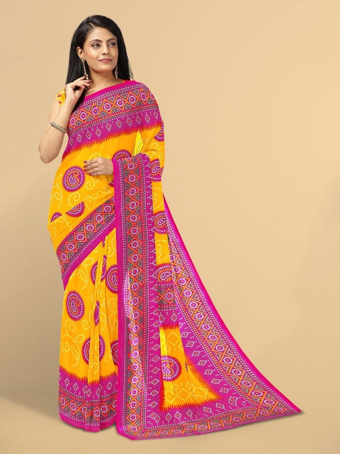 

Kalamandir Yellow & Magenta Paisley Zari Silk Blend Saree