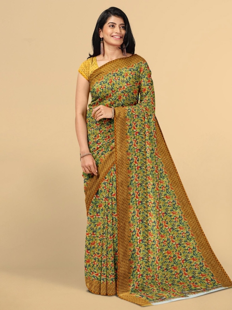 

Kalamandir Olive Green & Red Floral Saree