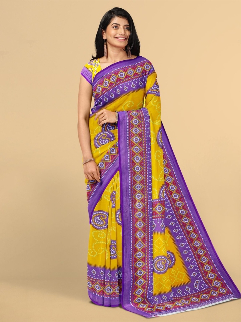 

Kalamandir Yellow & Purple Paisley Silk Blend Saree