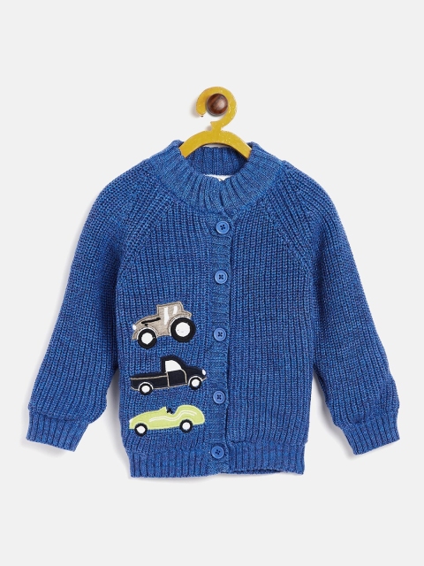 

JWAAQ Unisex Kids Blue & Grey Printed Cardigan