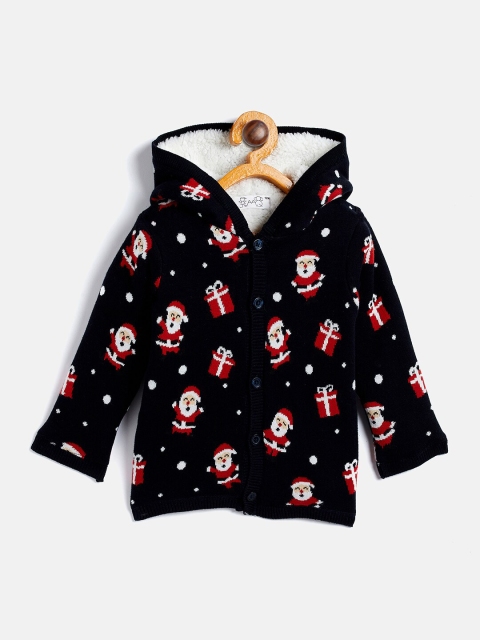 

JWAAQ Unisex Kids Navy Blue & Red Floral Printed Pullover