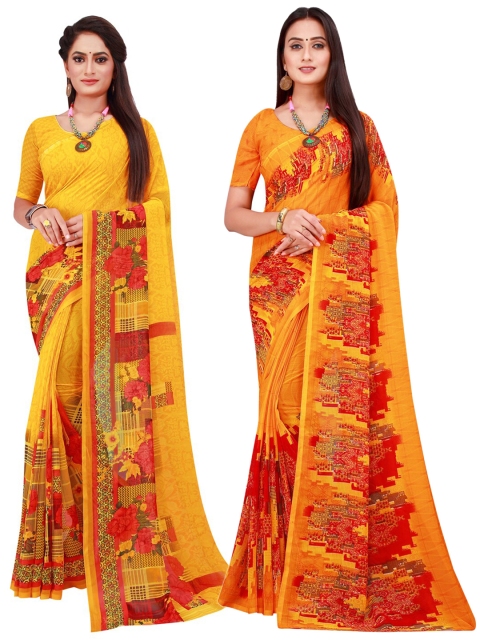 

KALINI Orange & Red Pure Georgette Saree