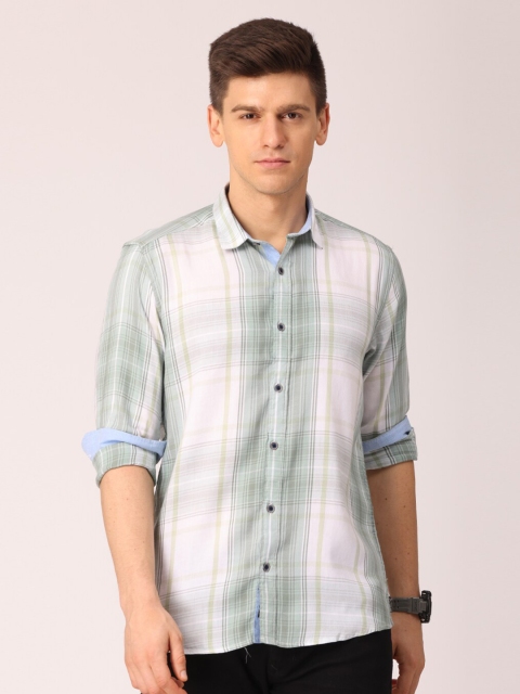 

Huggun Men Green Premium Slim Fit Tartan Checks Checked Casual Shirt
