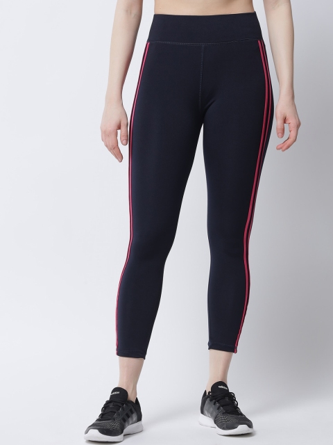 

Tulsattva Women Navy Blue & Pink Color-Blocked Above Ankle Length Training Tights